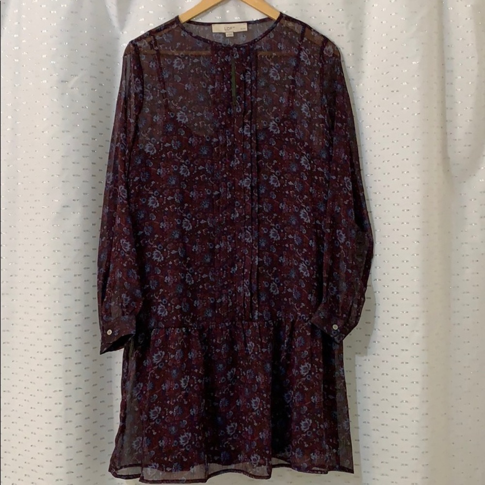 🌟Host Pick✨Loft-Floral Pleated Flounce Dress - Picture 7 of 7